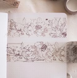 Chapteries Washi Tape - Pencil Flowers White 48mm