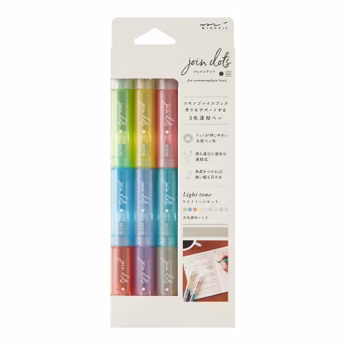 Midori Connecting Pen Join Dots 3-pack - Light Tone