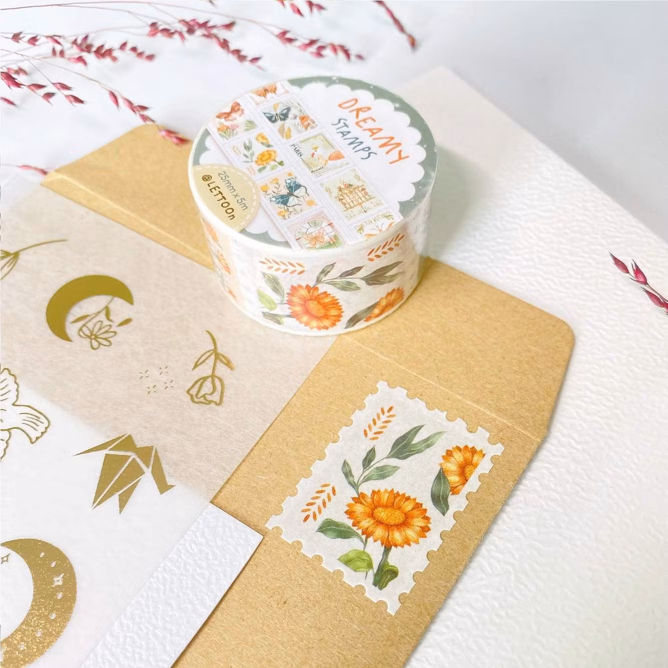 Washi tape Lettoon - Dreamy Stamps 25 mm