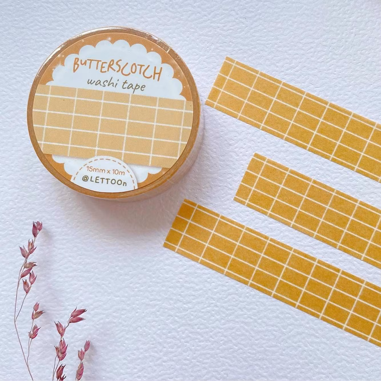 Washi tape Lettoon - Butterscotch Grid 15 mm