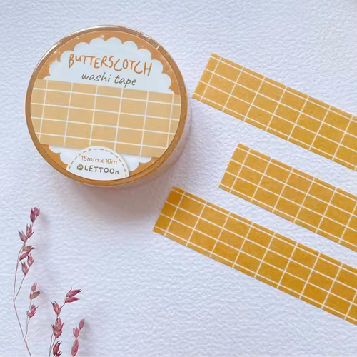 Washi tape Lettoon - Butterscotch Grid 15 mm