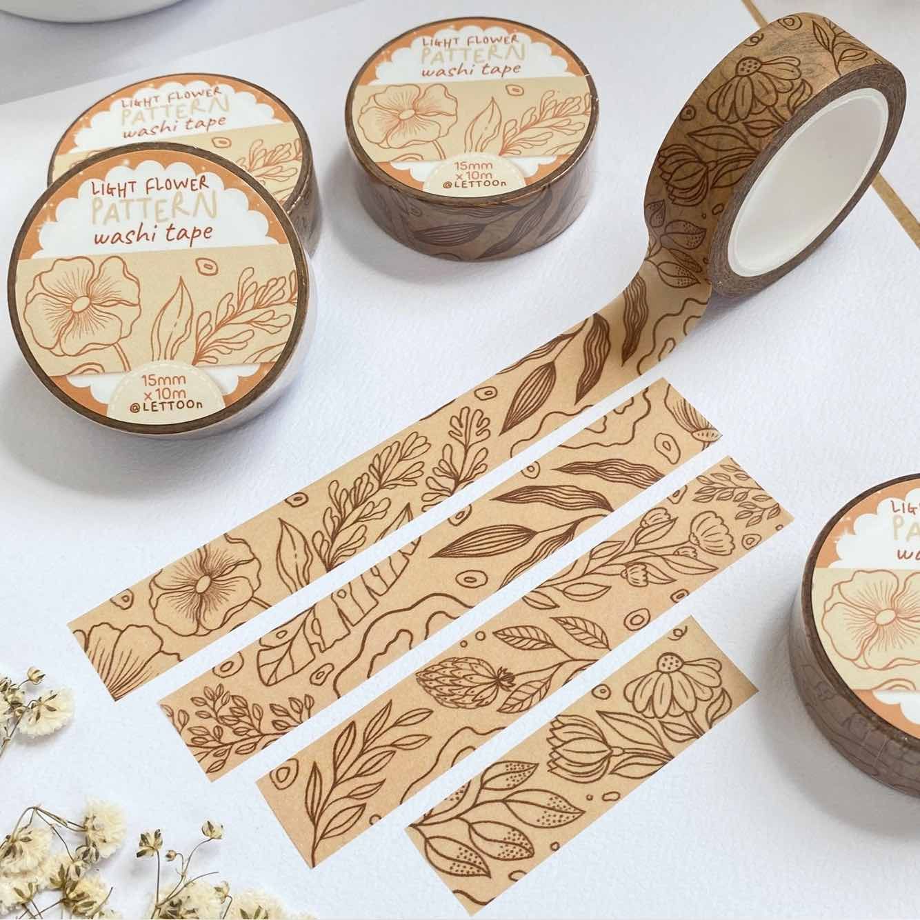 Washi tape Lettoon - Light Flower Pattern 15 mm