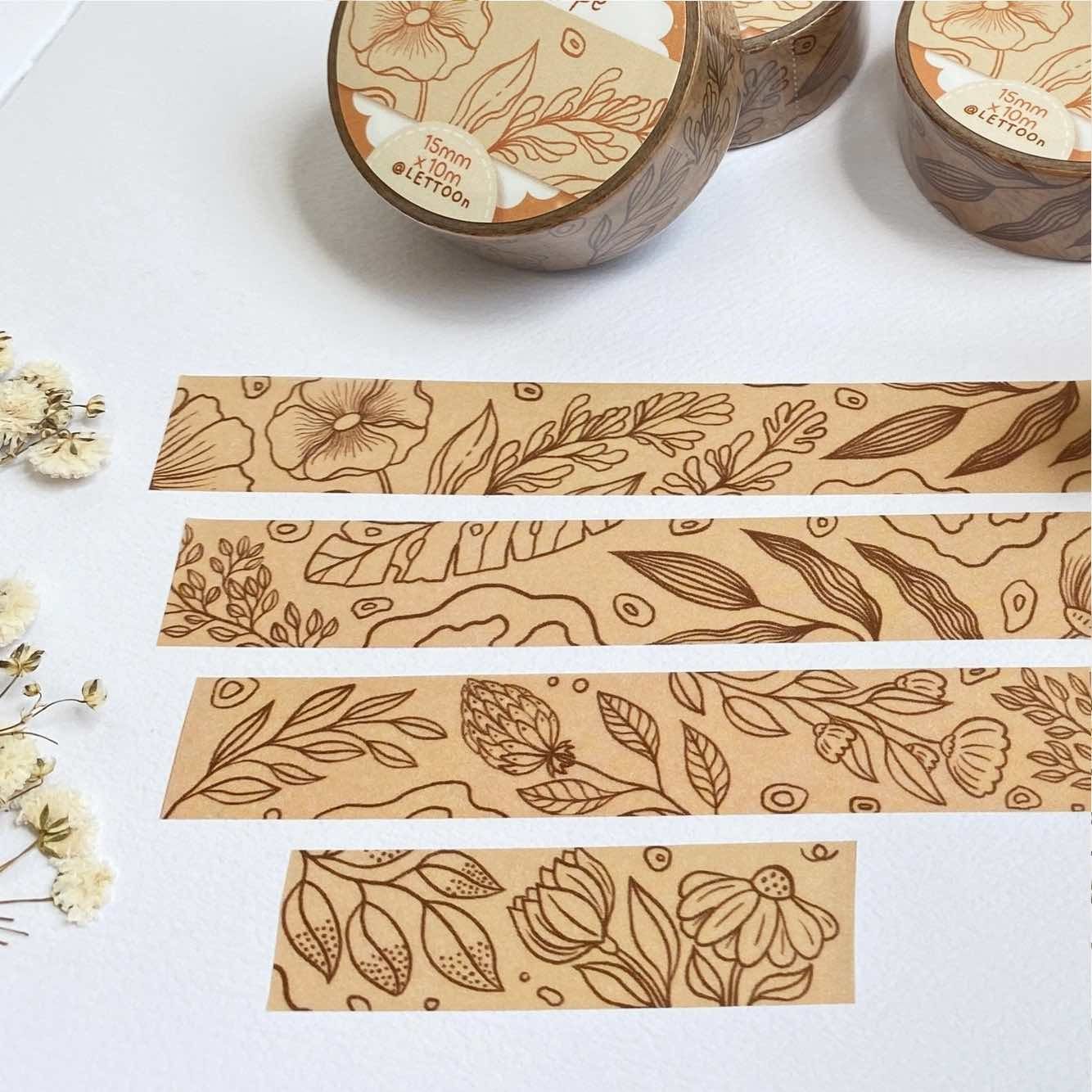 Washi tape Lettoon - Light Flower Pattern 15 mm