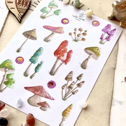 Washi Stickers Nikki Dotti - Mushrooms gold foiled