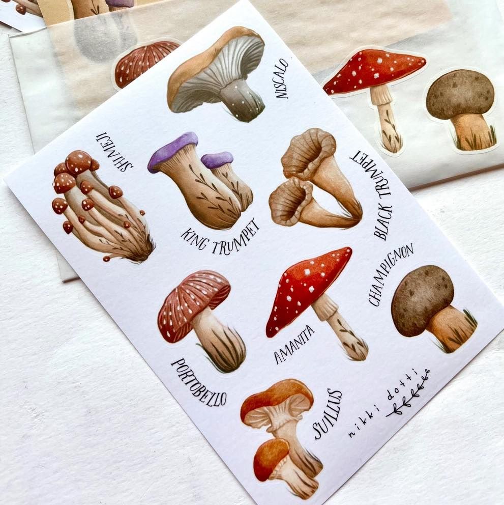 Washi Stickers Nikki Dotti - Mushrooms