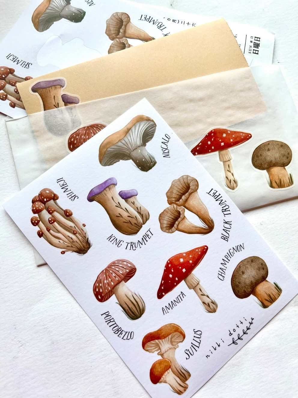 Washi Stickers Nikki Dotti - Mushrooms