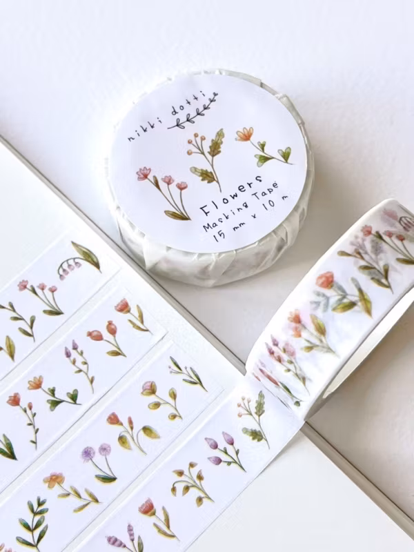 Washi tape Nikki Dotti - Flowers 15 mm