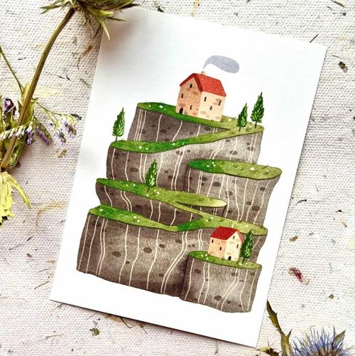 Vykort Nikki Dotti - Houses on the Hill