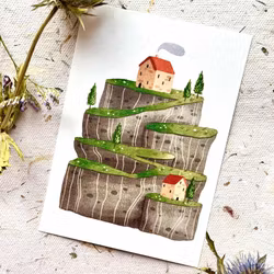 Postcard Nikki Dotti - Houses on the Hill