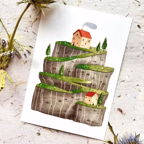 Vykort Nikki Dotti - Houses on the Hill