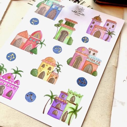 Washi Stickers Nikki Dotti - Mystical houses gold foiled