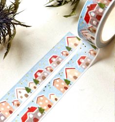 Washi tape Nikki Dotti - Snowy Street gold folied 15 mm