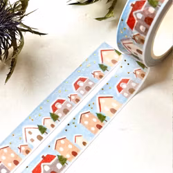 Washi tape Nikki Dotti - Snowy Street gold folied 15 mm