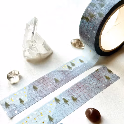 Washi tape Nikki Dotti - Winter Hills gold folied 15 mm