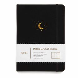 Yop & Tom Dot Grid Journal - Moon & Stars Charcoal A5