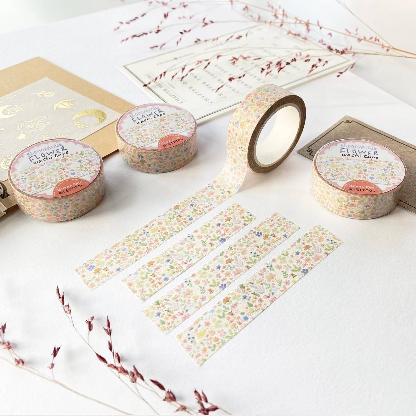 Washi tape Lettoon - Blooming Flower 15 mm