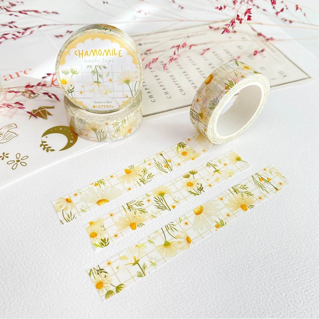 Washi tape Lettoon - Chamomile 15 mm