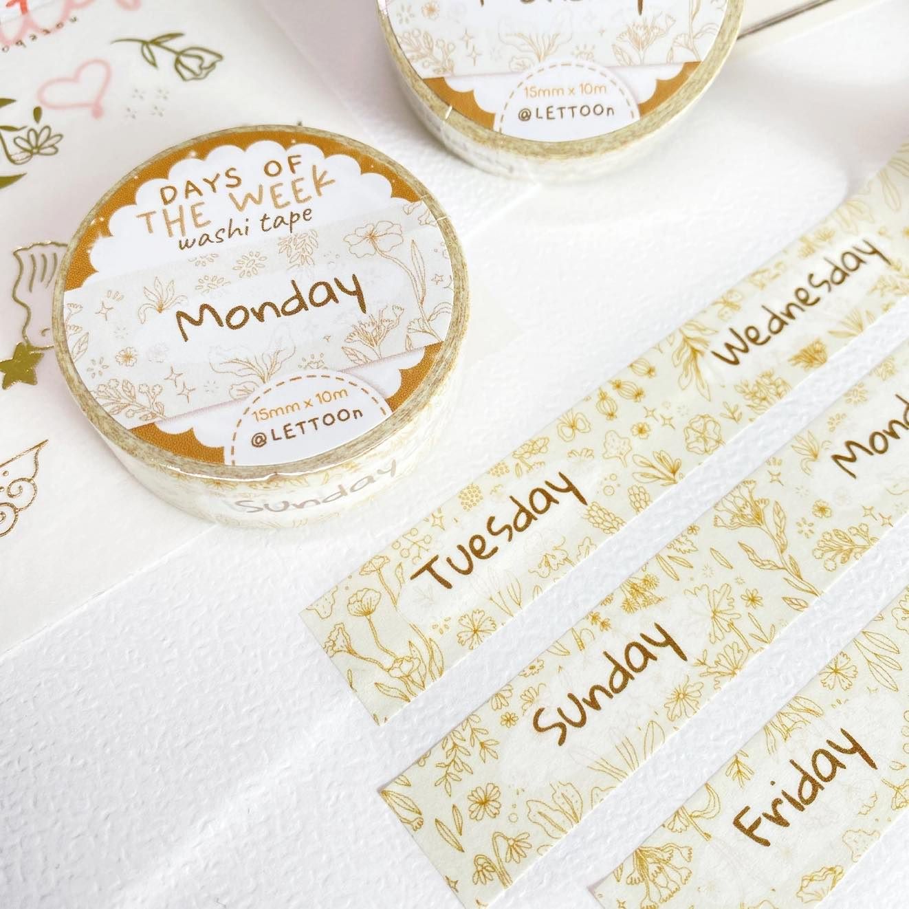 Washi tape Lettoon - Days of the Week 15 mm
