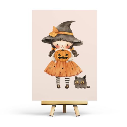 Vykort Penpaling Paula - Witch and Cat