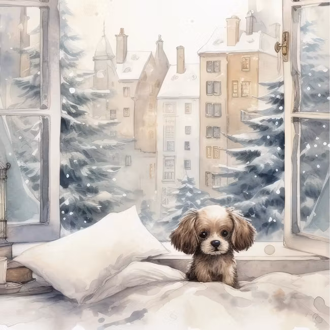 Vykort Penpaling Paula - Winter Puppy