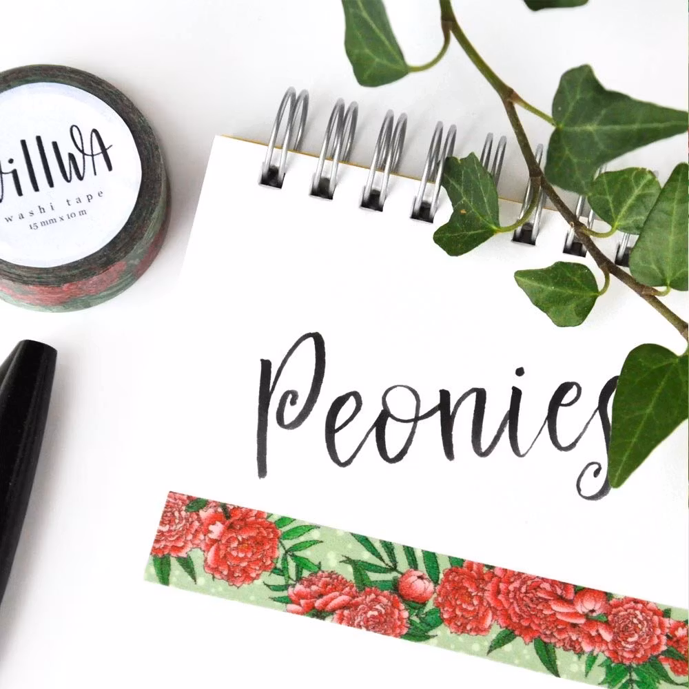 Washi tape Willwa - Wave of Peonies 15 mm