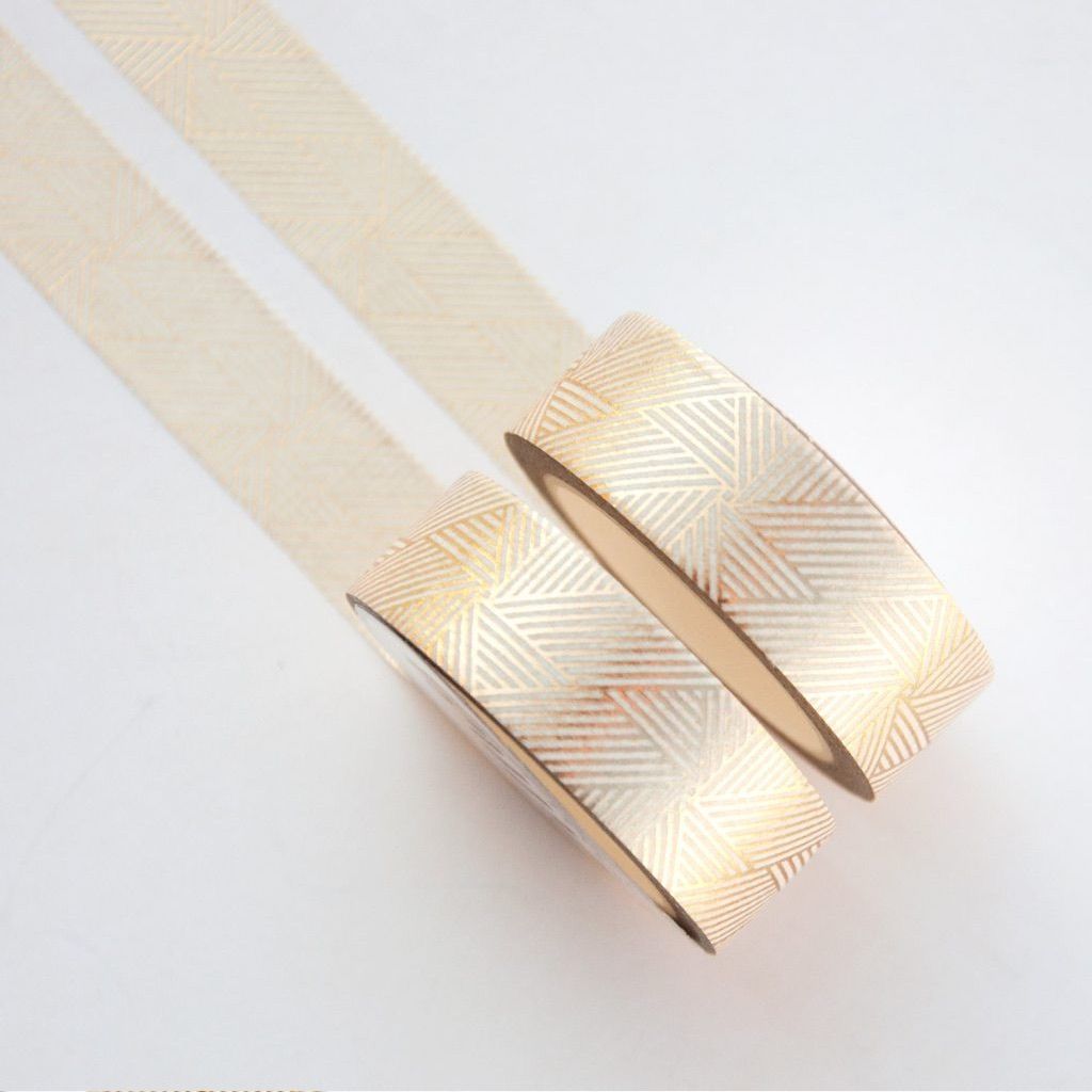 Washi tape Willwa - Gold Lines Spiral 15 mm