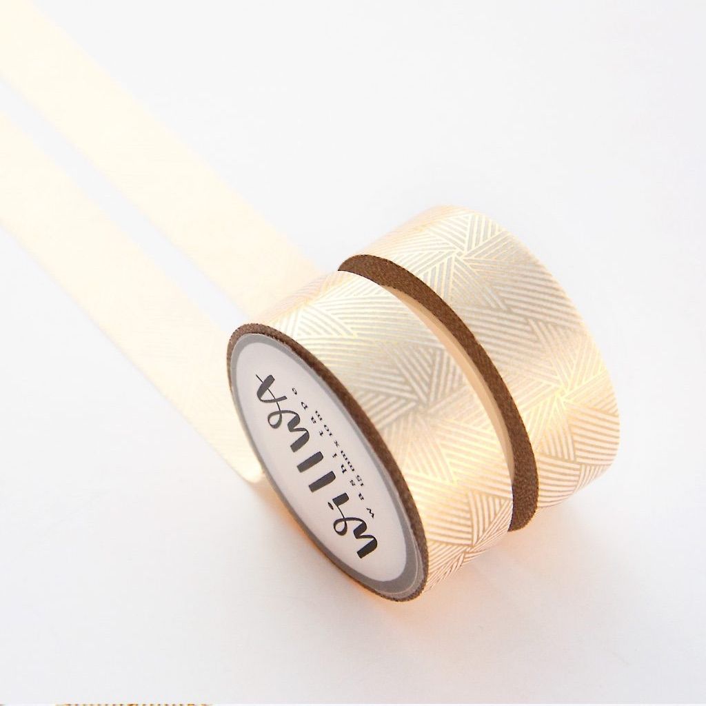Washi tape Willwa - Gold Lines Spiral 15 mm