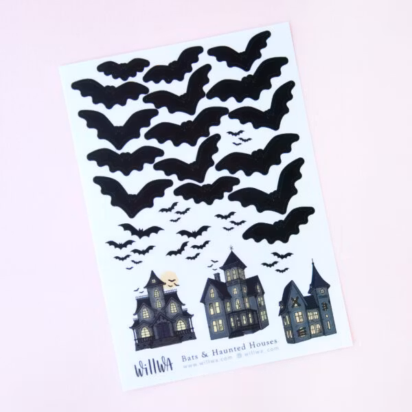 Stickers Willwa - Bats & Haunted Houses