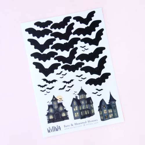 Stickers Willwa - Bats & Haunted Houses