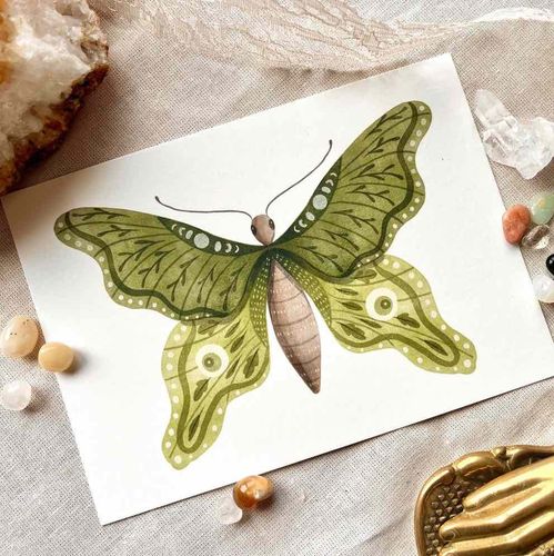 Postcard Nikki Dotti - Green Butterfly
