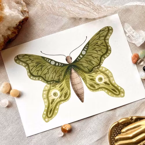 Vykort Nikki Dotti - Green Butterfly