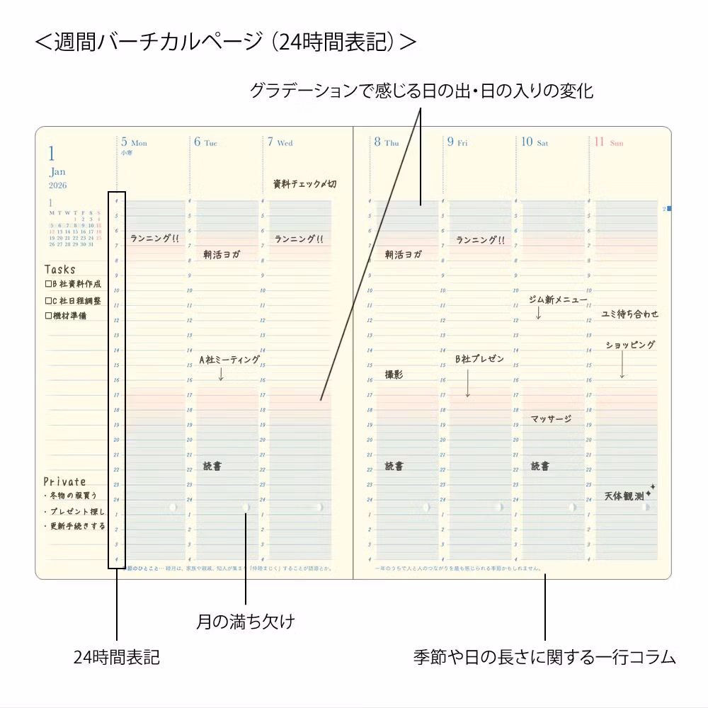 Midori 2026 Gradation Diary Day Length B6 Ivory
