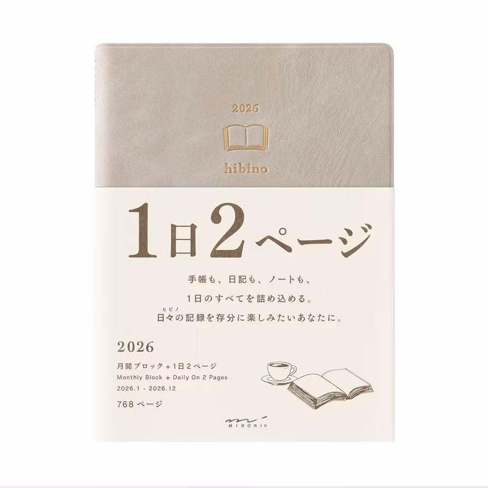 Midori 2026 Diary Hibino A6 Grey