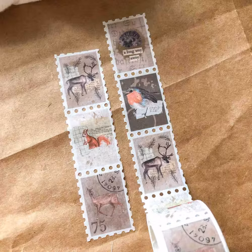 Washi Tape Sames Journal - Winter Animals Stamp 25 mm