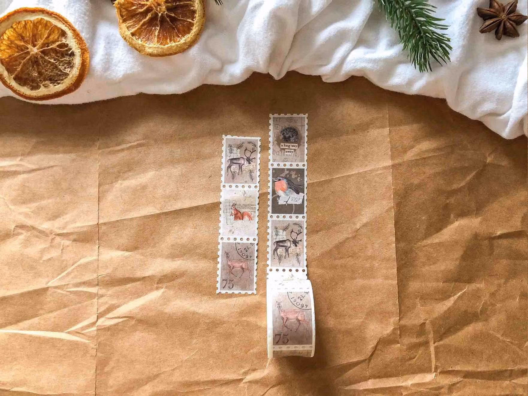 Washi Tape Sames Journal - Winter Animals Stamp 25 mm