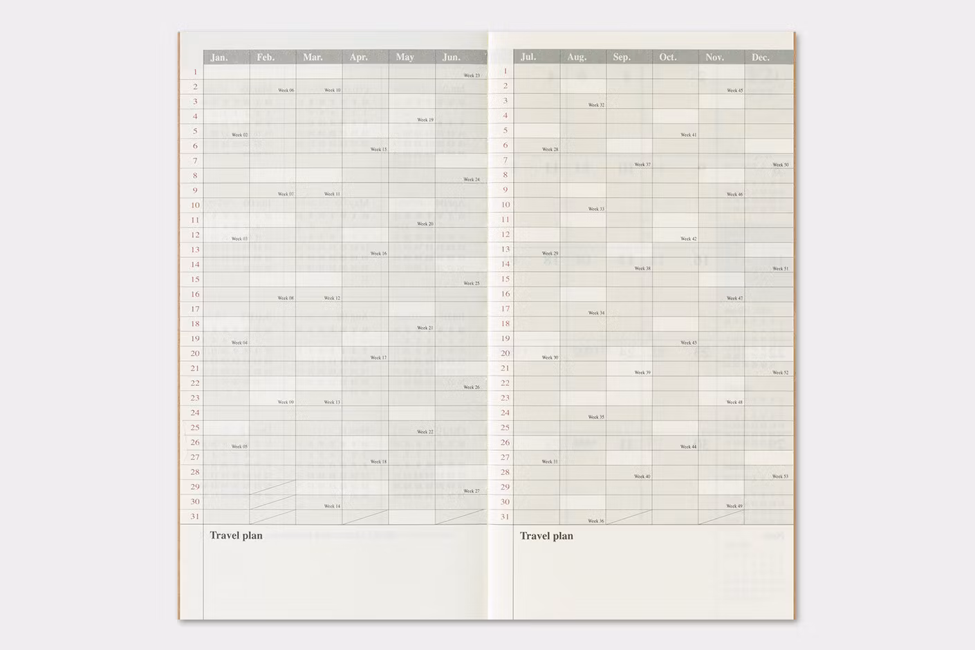 2026 Diary Refill (Monthly) - Regular Size // Traveler's Notebook