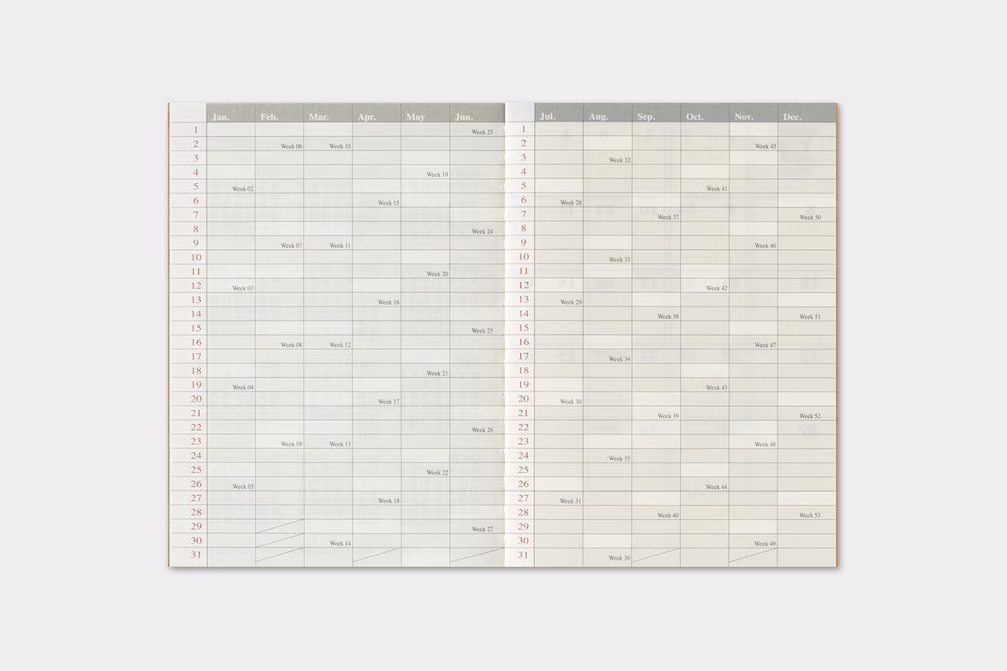 2026 Diary Refill (Monthly) - Passport Size // Traveler's Notebook