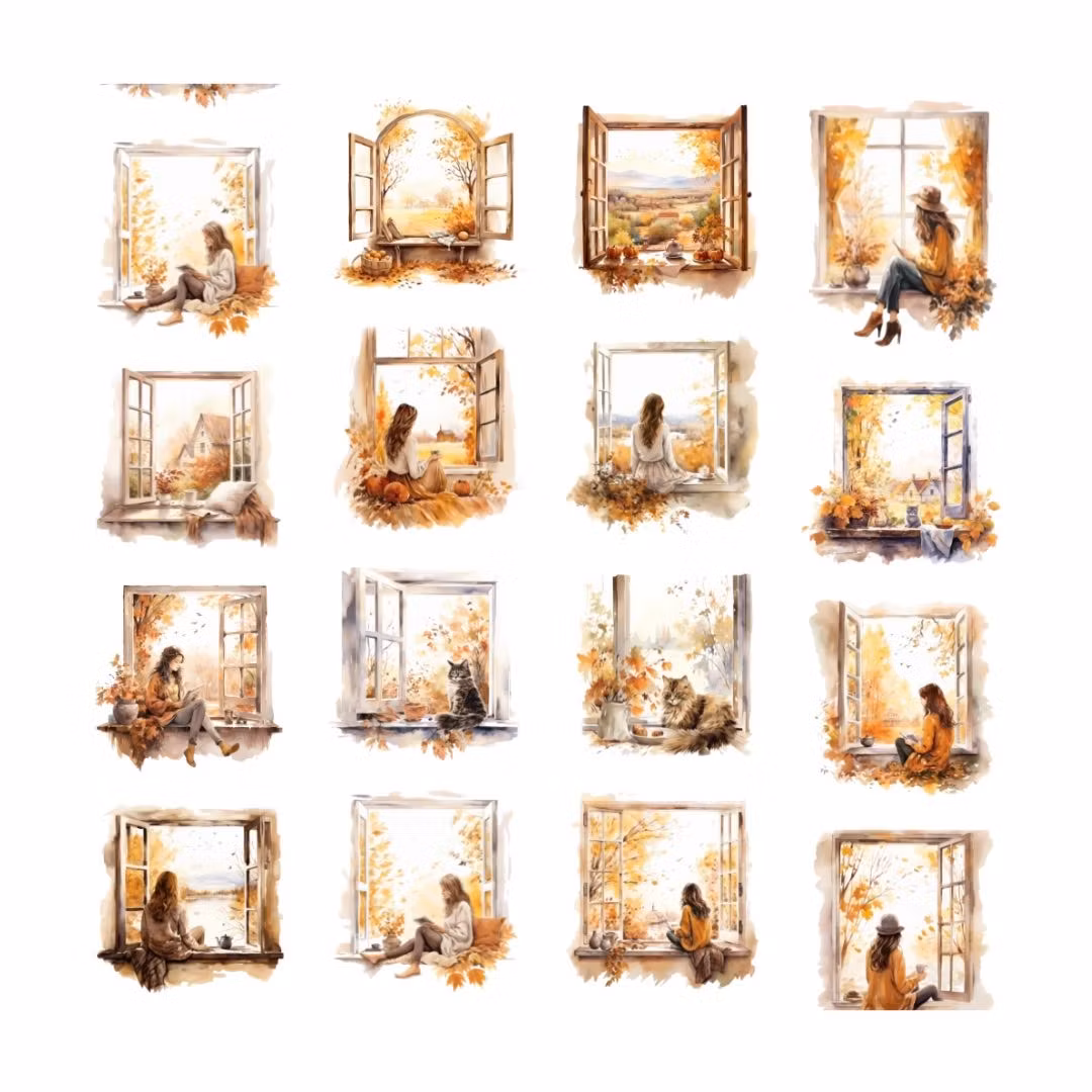 Penpaling Paula PET Tape (Pre-Cut) - Autumn Windows 60 mm
