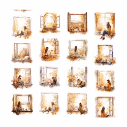 Penpaling Paula PET Tape (Pre-Cut) - Autumn Windows 60 mm