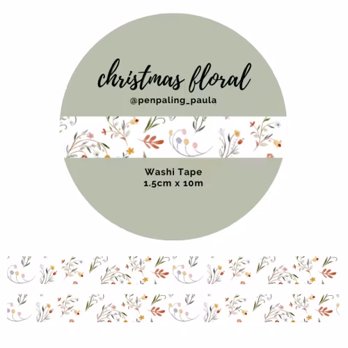 Washi Tape Penpaling Paula - Christmas Floral 15 mm