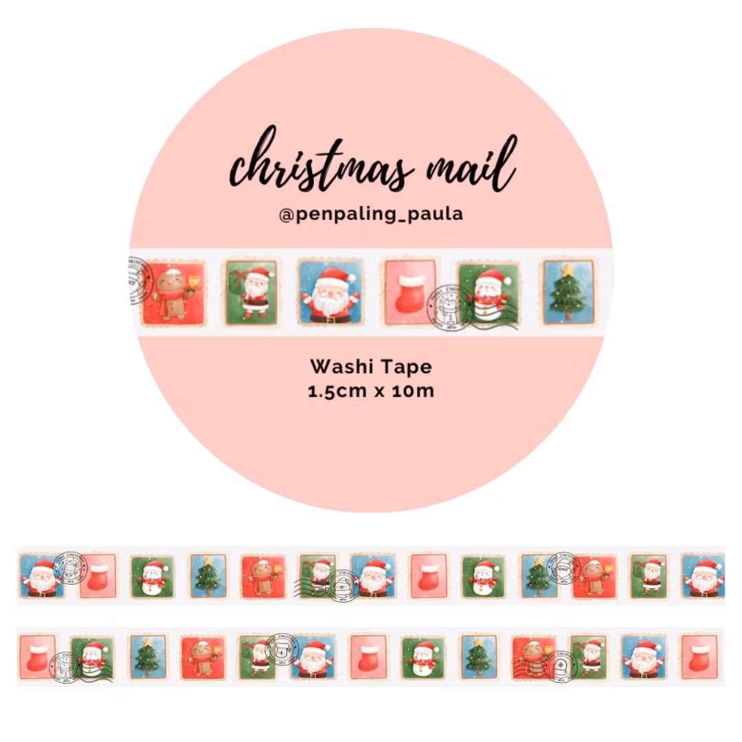 Washi Tape Penpaling Paula - Christmas Mail 15 mm