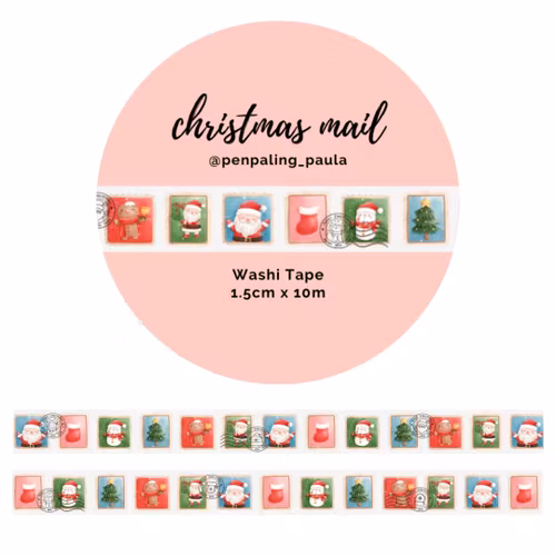 Washi Tape Penpaling Paula - Christmas Mail 15 mm