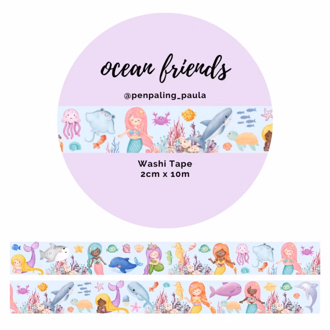 Washi Tape Penpaling Paula - Ocean Friends 20 mm