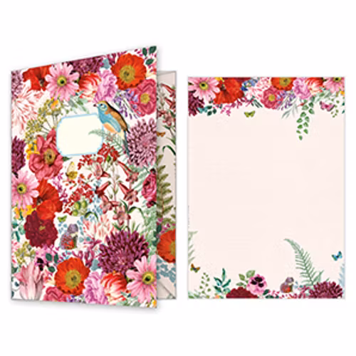 Brevpapper Quire - Red Flowers A4