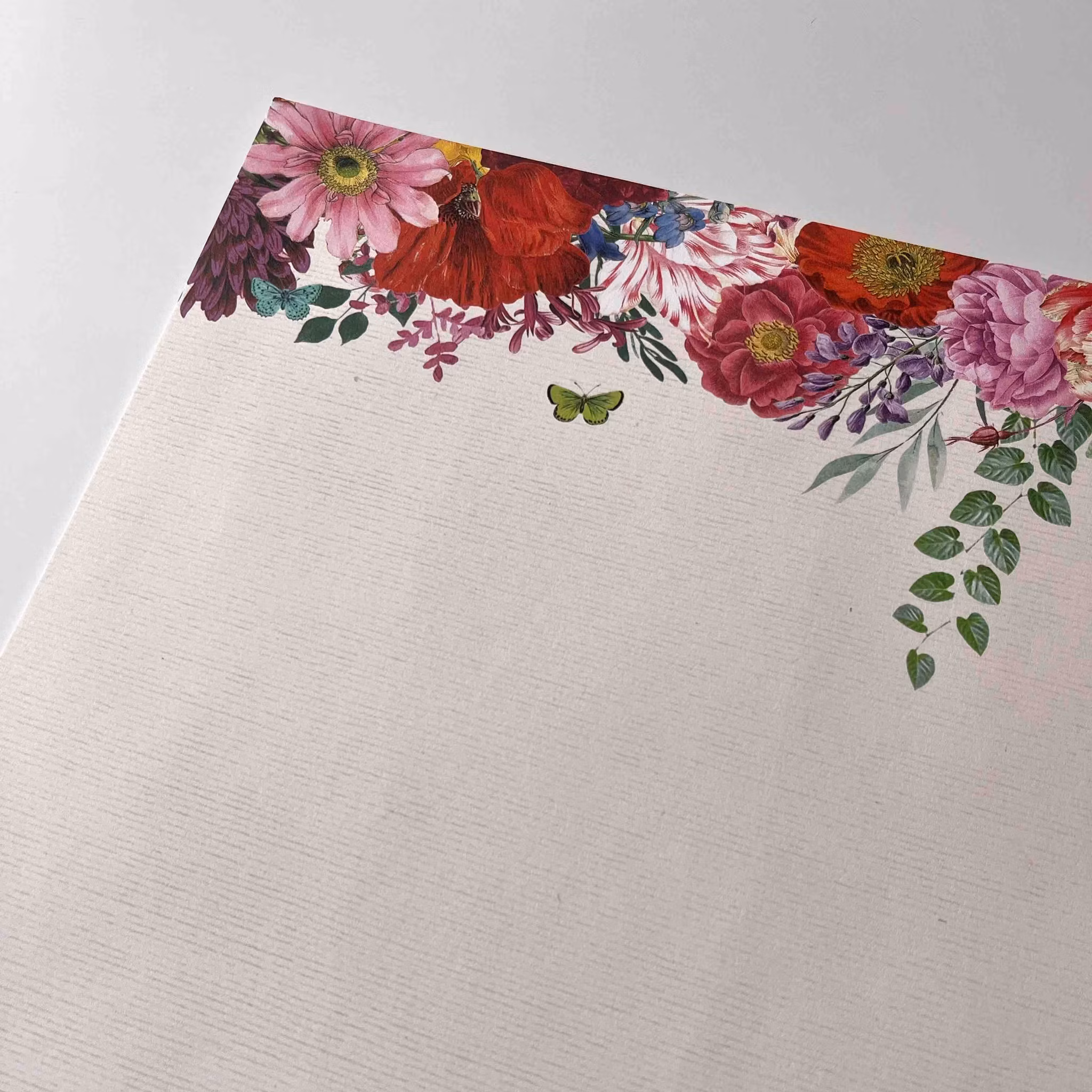 Stationery Set Quire - Red Flowers A4