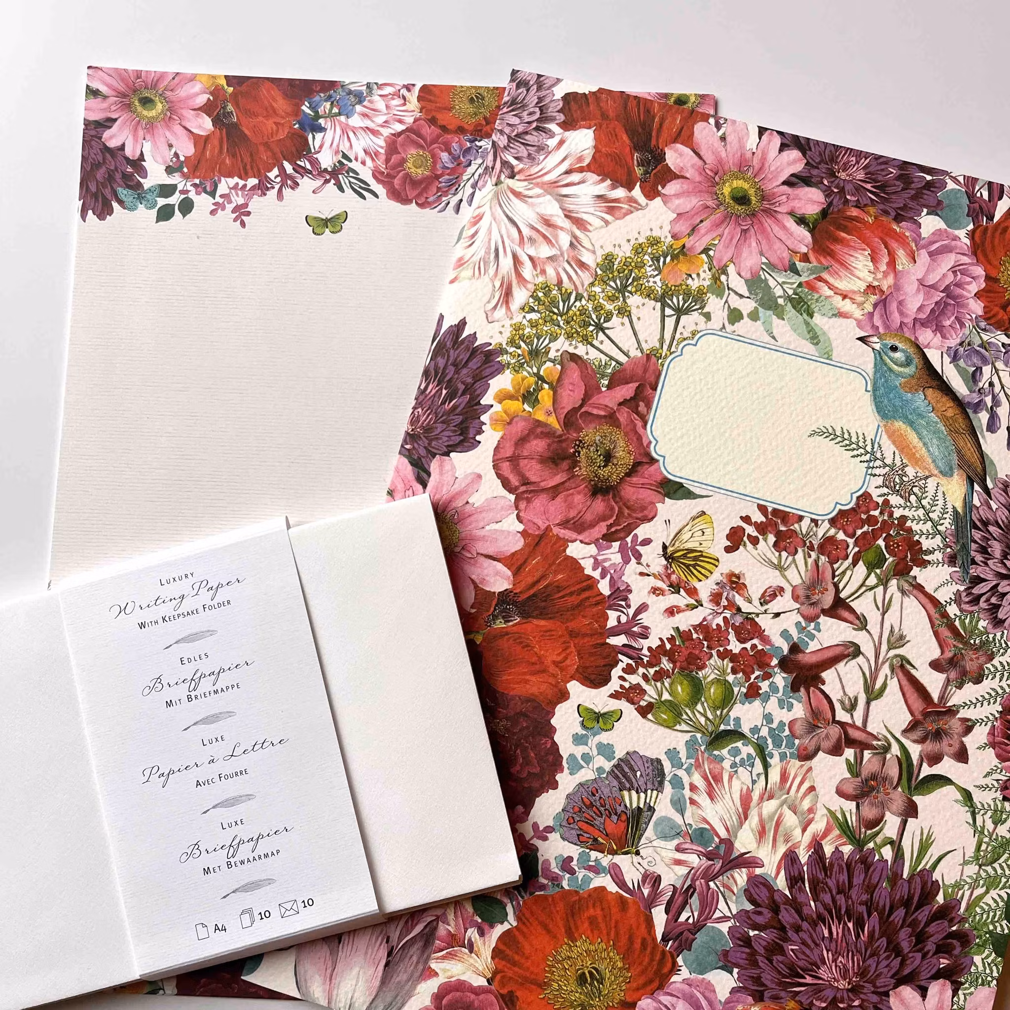 Stationery Set Quire - Red Flowers A4