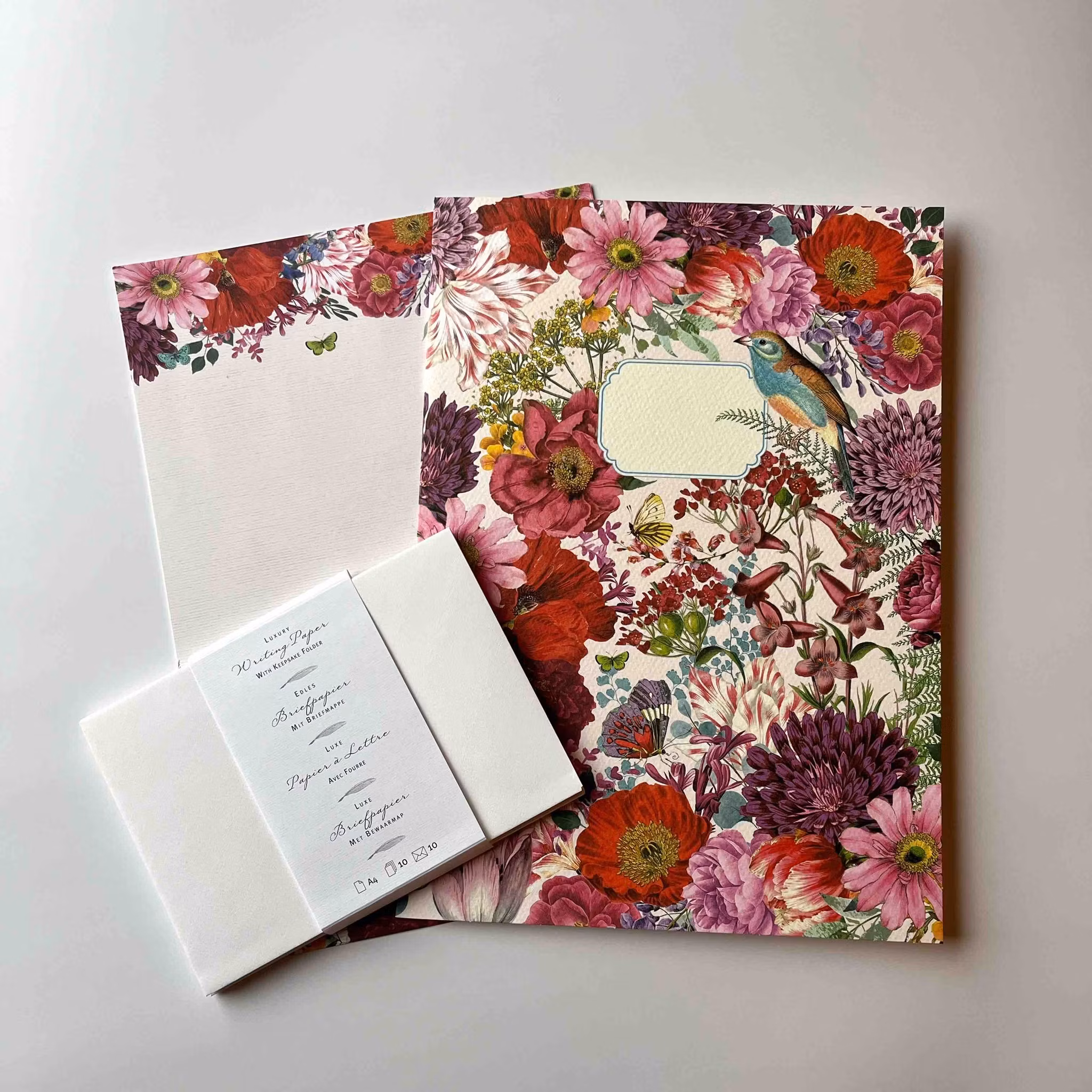 Stationery Set Quire - Red Flowers A4