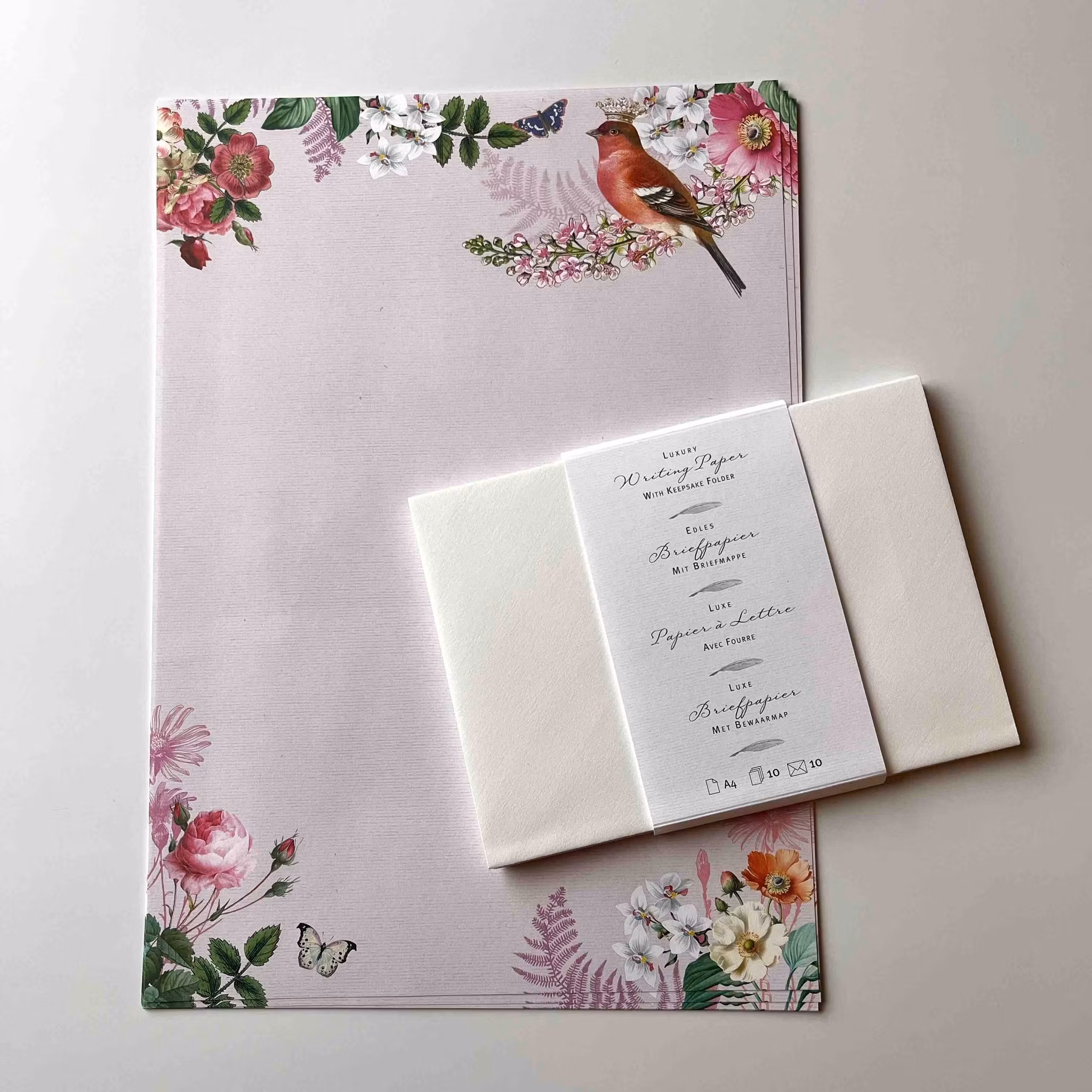 Stationery Set Quire - Birds and Flowers A4