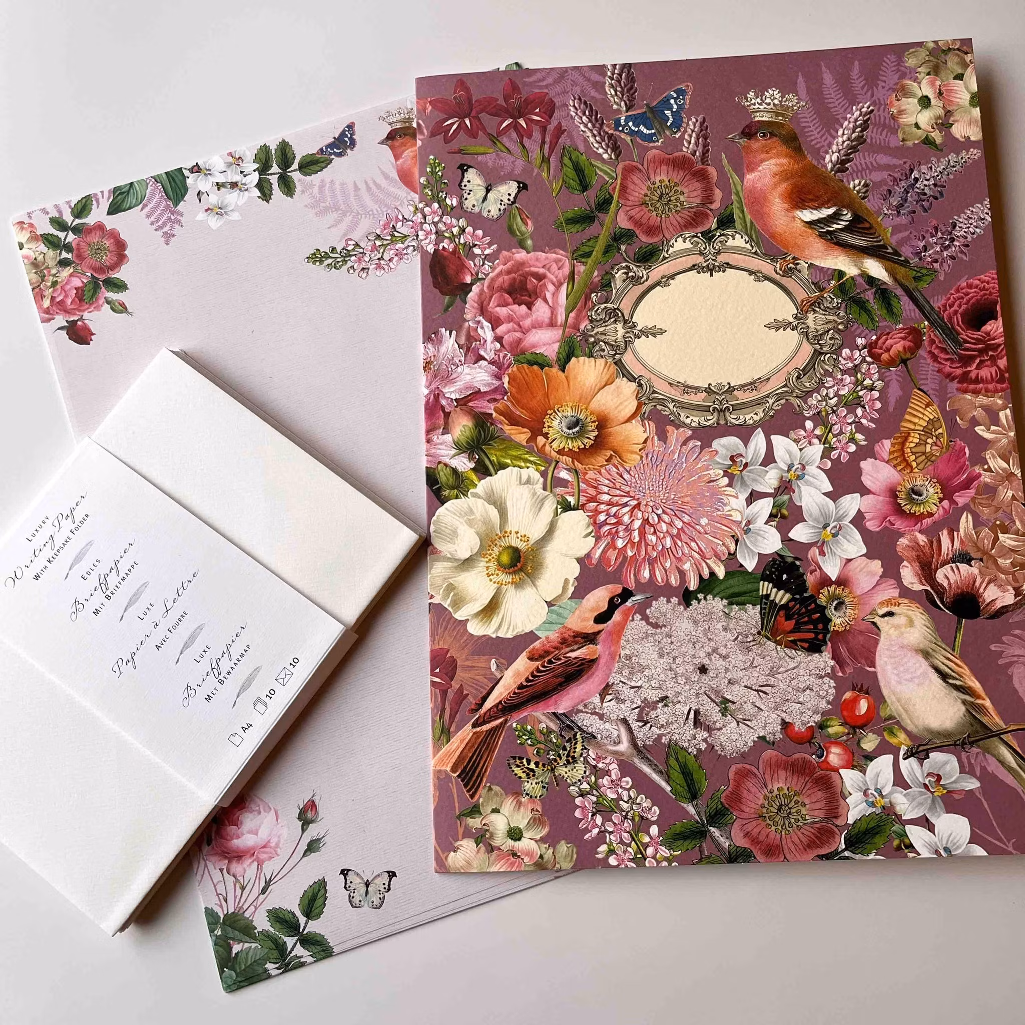 Stationery Set Quire - Birds and Flowers A4