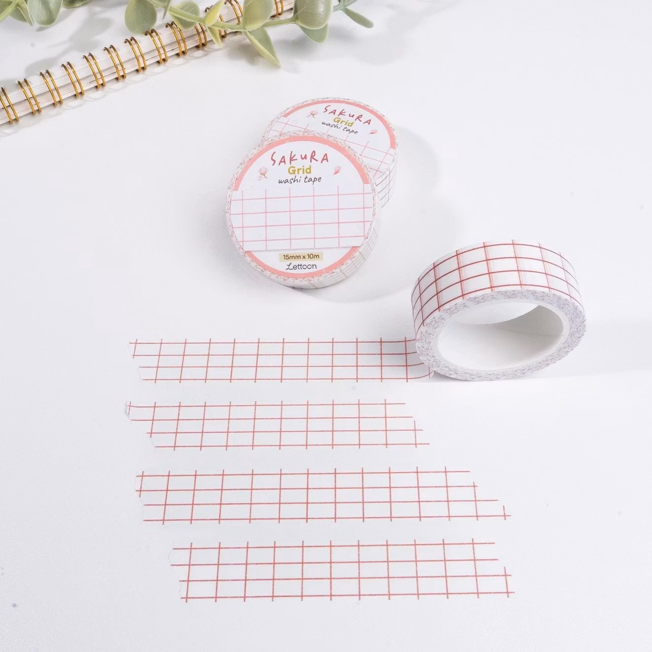 Washi tape Lettoon - Sakura Grid 15 mm